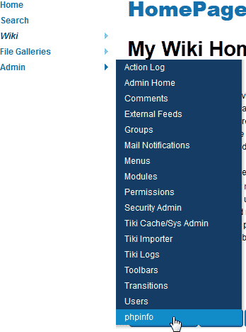 Phpinfo page in TikiWiki
