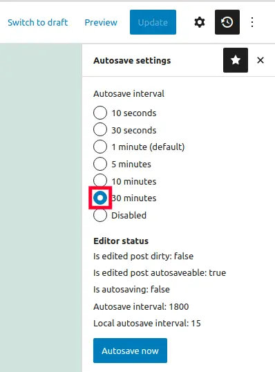 Selecting the Autosave Interval