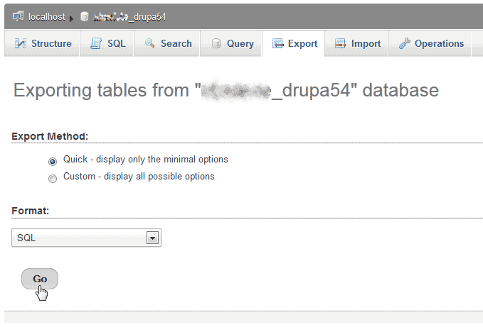Export the old Drupal Database