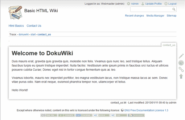 Preview of Default DokuWiki Install