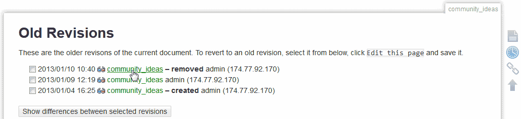 Select Removed page in DokuWiki