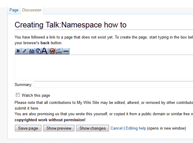 Create page Discussion MediaWiki