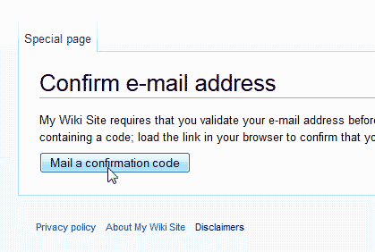 Mail confirmation button MediaWiki