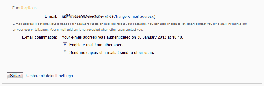 Email not authenticated MediaWiki