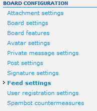 select feed settings from menu