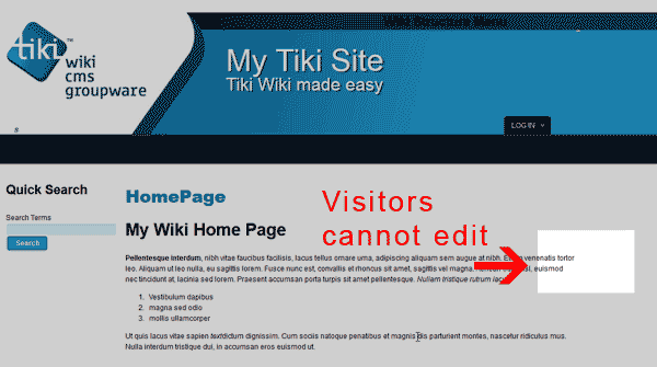 Visitors cannot edit preview TikiWiki