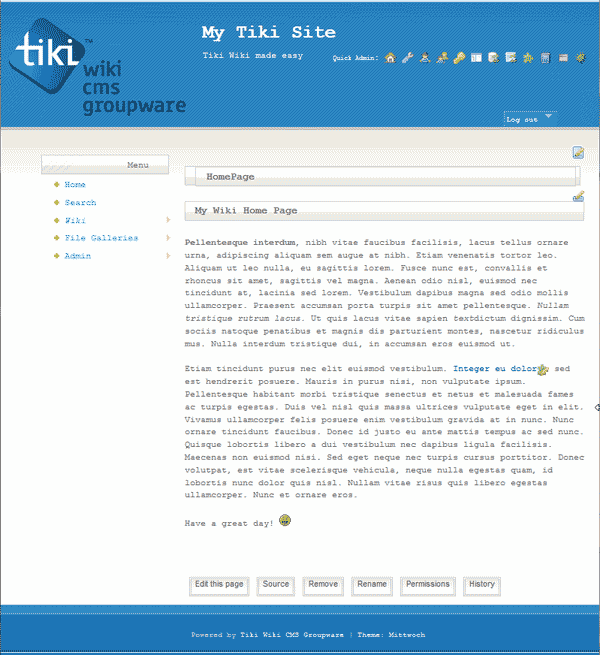 Preview of TikiWiki with courier new