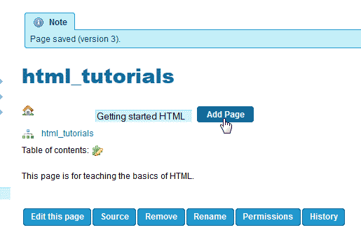 Add pages to main structure TikiWiki