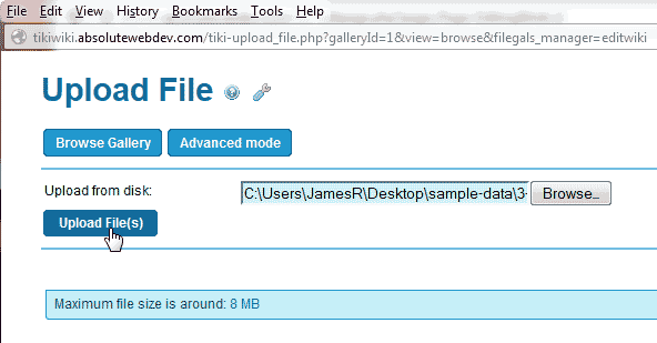 Upload files Tikiwiki