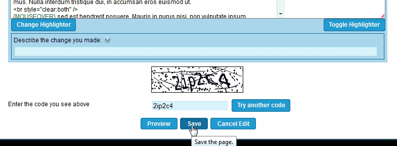 View of captcha in edit TikiWiki