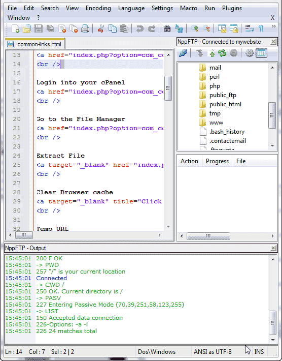 FTP connection in Notepad++