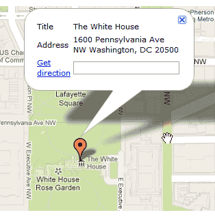 Address and title pop up Area Map Premium Web Builder