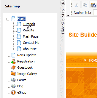 Selectteh page to get teh pagename Premium Web Builder