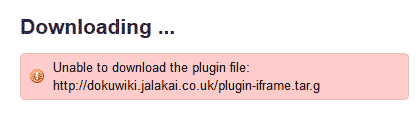 Failed install of plugin DokuWiki