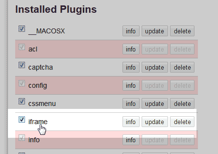 List of installed plugins DokuWiki