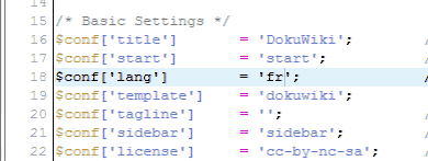Code changed to French DokuWiki