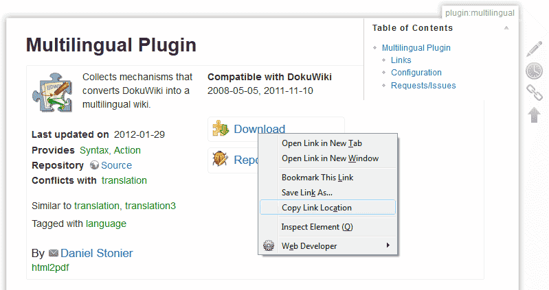 Download multilanguage plugin DokuWiki
