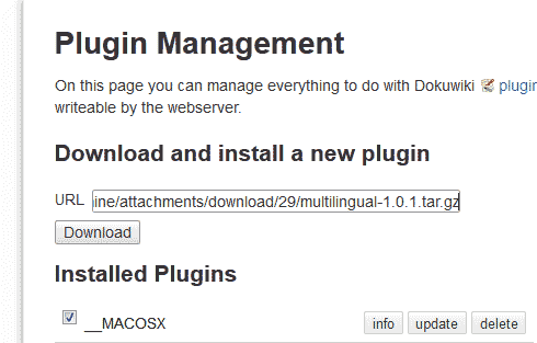 Install multilanguage plugin DokuWiki