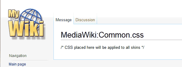 The CSS page should load MediaWiki