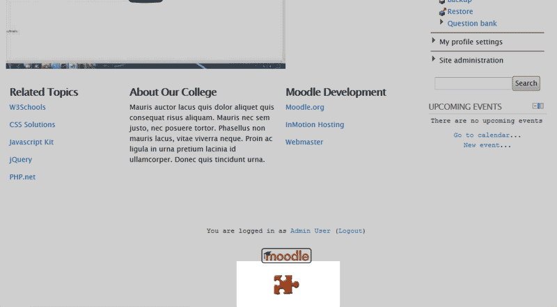 View of the logo in the footer Moodle Fusion theme