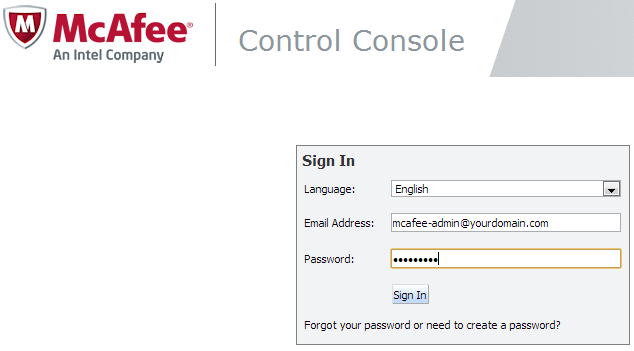 mcafee email protection login page