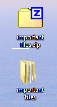 view of the compressed and uncompressed file on desktop