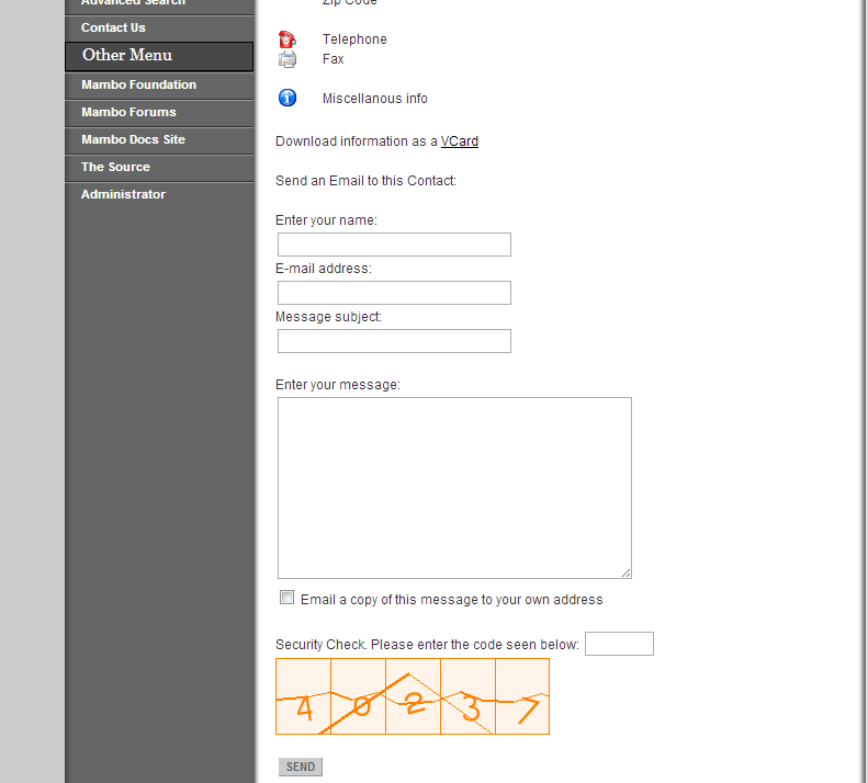 Contact form with Captcha activated