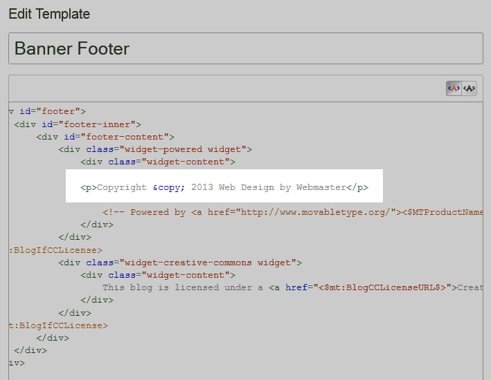 Add you code to the footer Movable Type