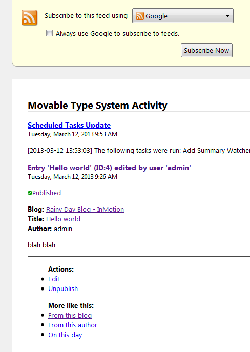 Movable Type RSS Activity Log