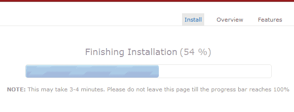 wait for the install to finish PHP-Fusion in Softaculous