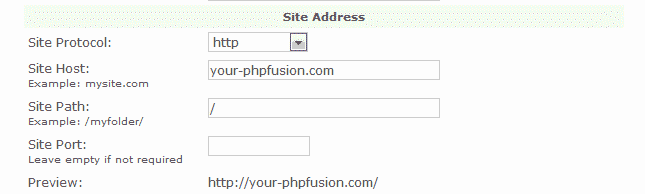 Site Address PHP-Fusion