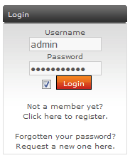 Login section of the PHP-Fusion interface