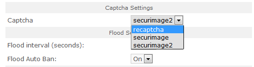 Captcha Settings in Security