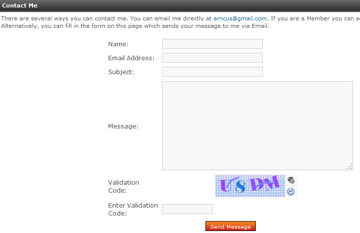 Contact form using the Securimage captcha option