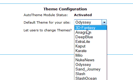 Choose the thmeme to switch to PHP-Nuke