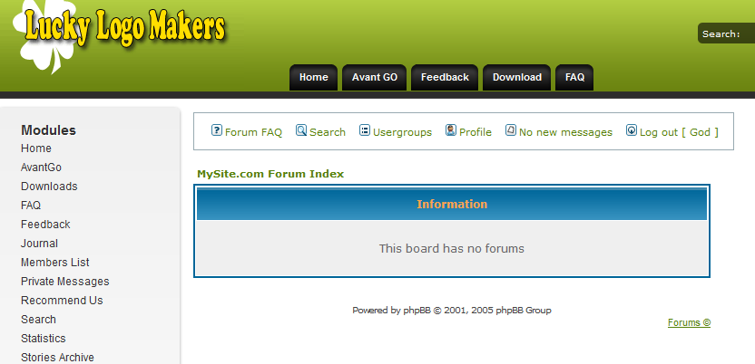 Shows how forums would appear in PHP-Nuke interface