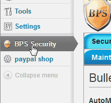 Left navigation link for WordPress BulletProof Security Plugin