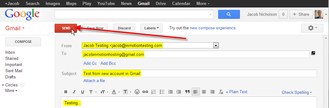 enter in new email click send