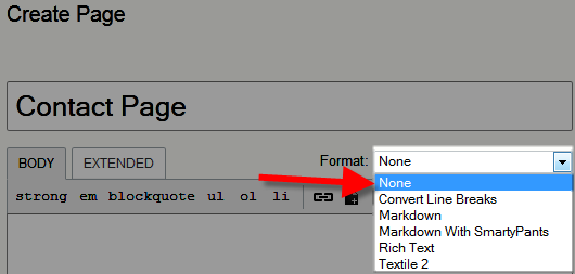changing the format option in movable type