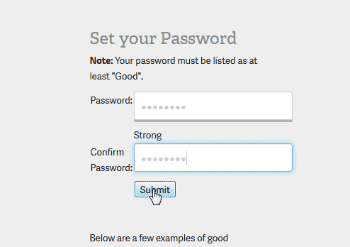 Set your new password Account Management Panel AMP