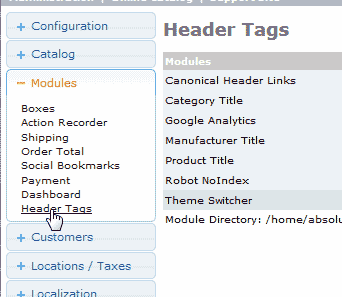 Go to header tags osCommerce 2.3.3