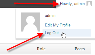 hover over admin click log out