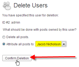 select attribute posts to and confirm deletion