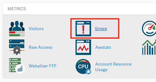 cPanel error log icon