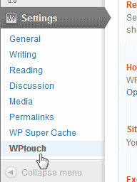 WPTouch plugin WordPress