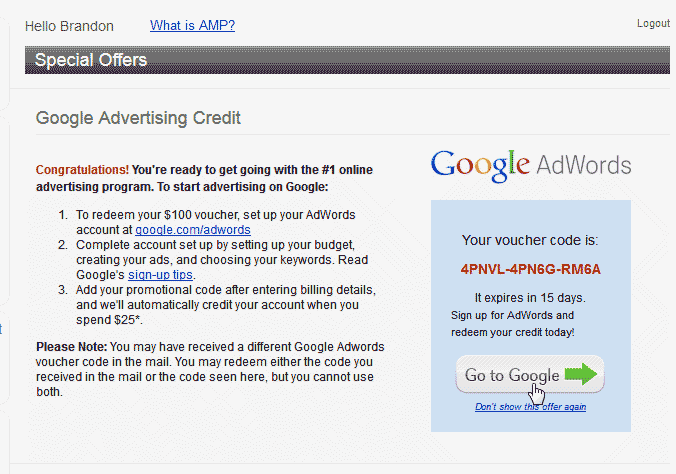 Get your AdWords Code Google