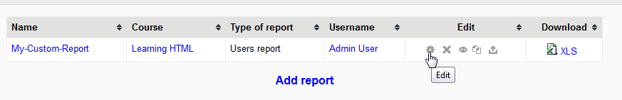 Edit teh report Moodle Configurable reports