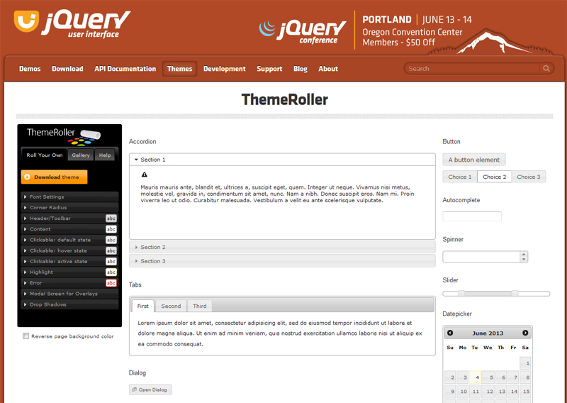 jQuery Theme Roller