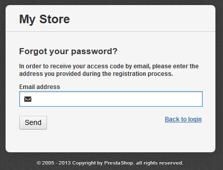Forgot Password Screen for Prestashop
