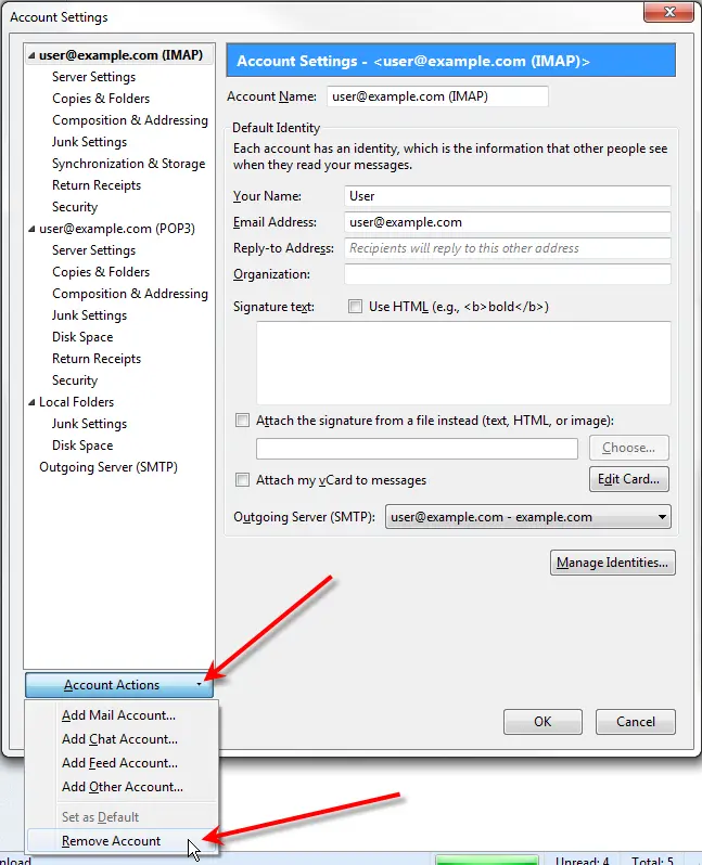Remove IMAP Account in Thunderbird